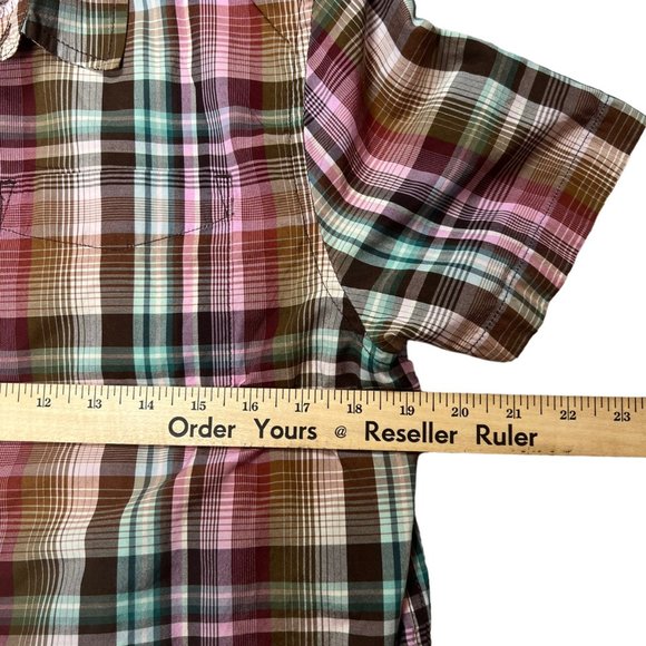 Prana Shirt Mens Small Plaid Short Sleeve Button Front Chest Pocket Casual - Picture 5 of 8